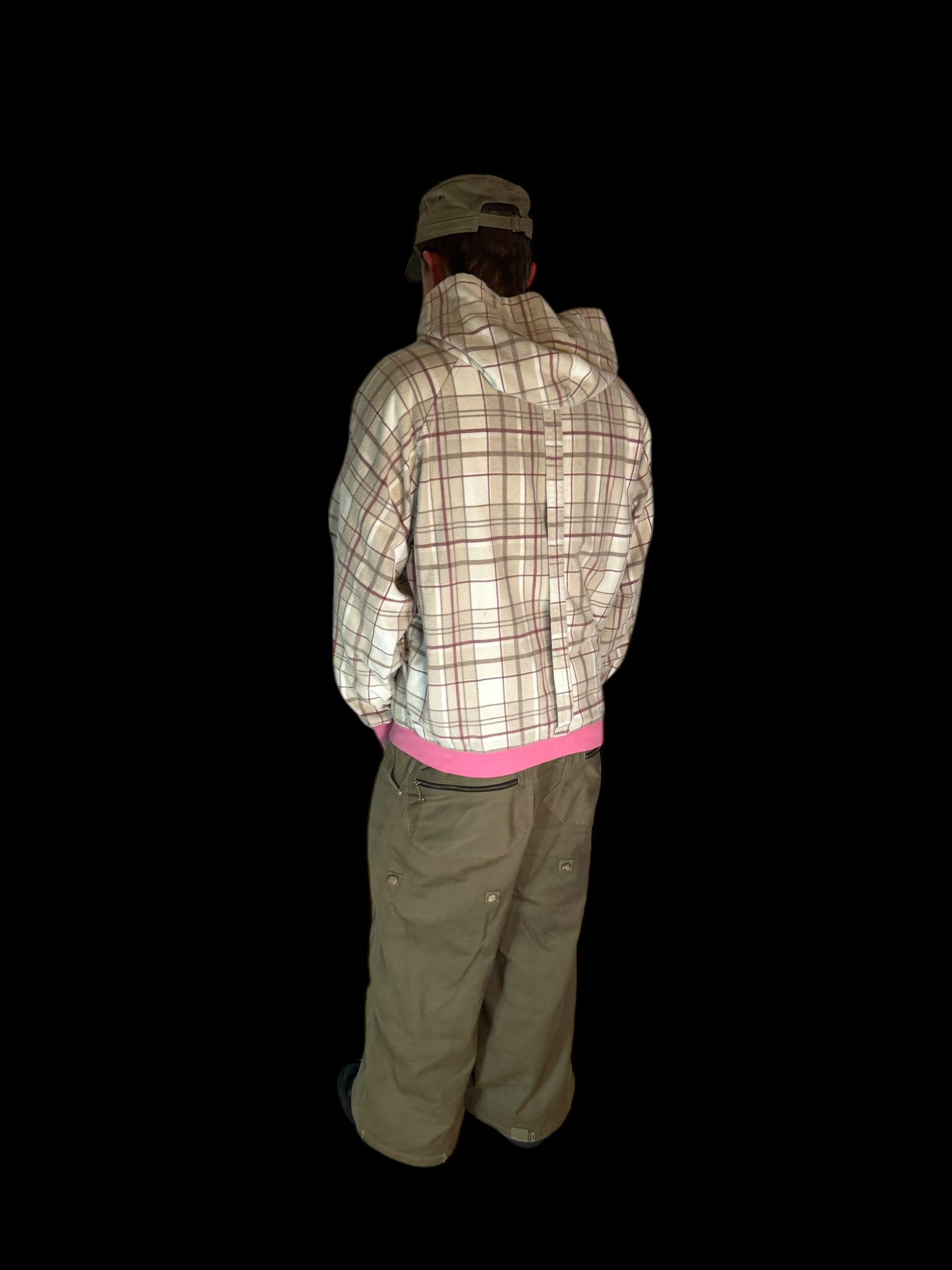 PINK PLAID HOOD BAG