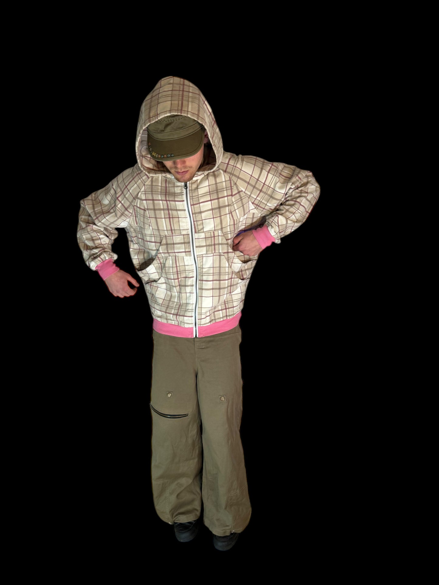PINK PLAID HOOD BAG