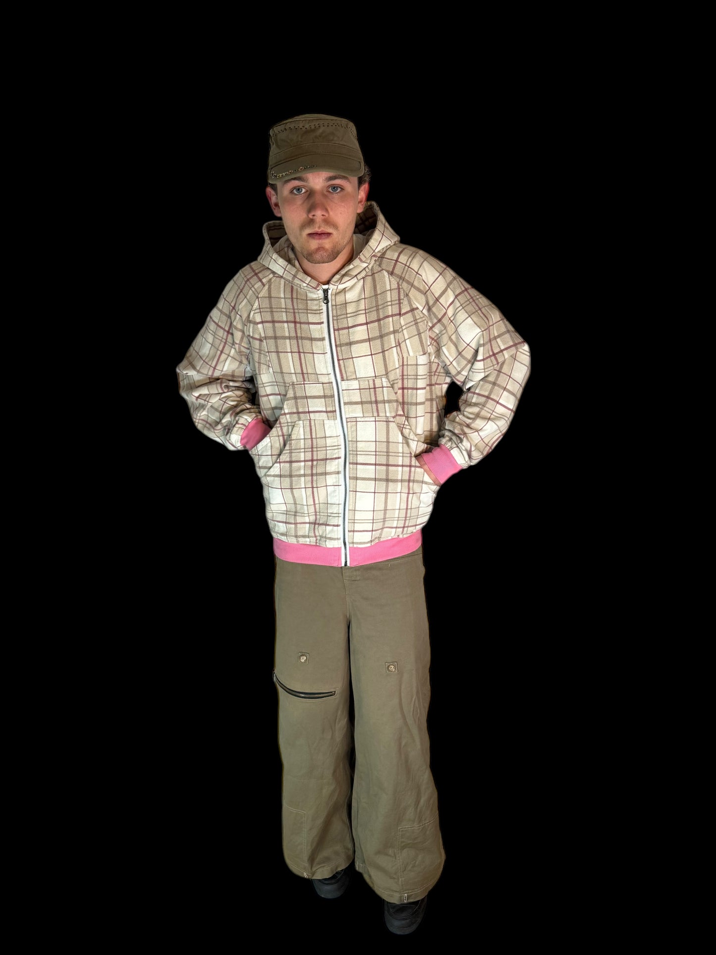 PINK PLAID HOOD BAG