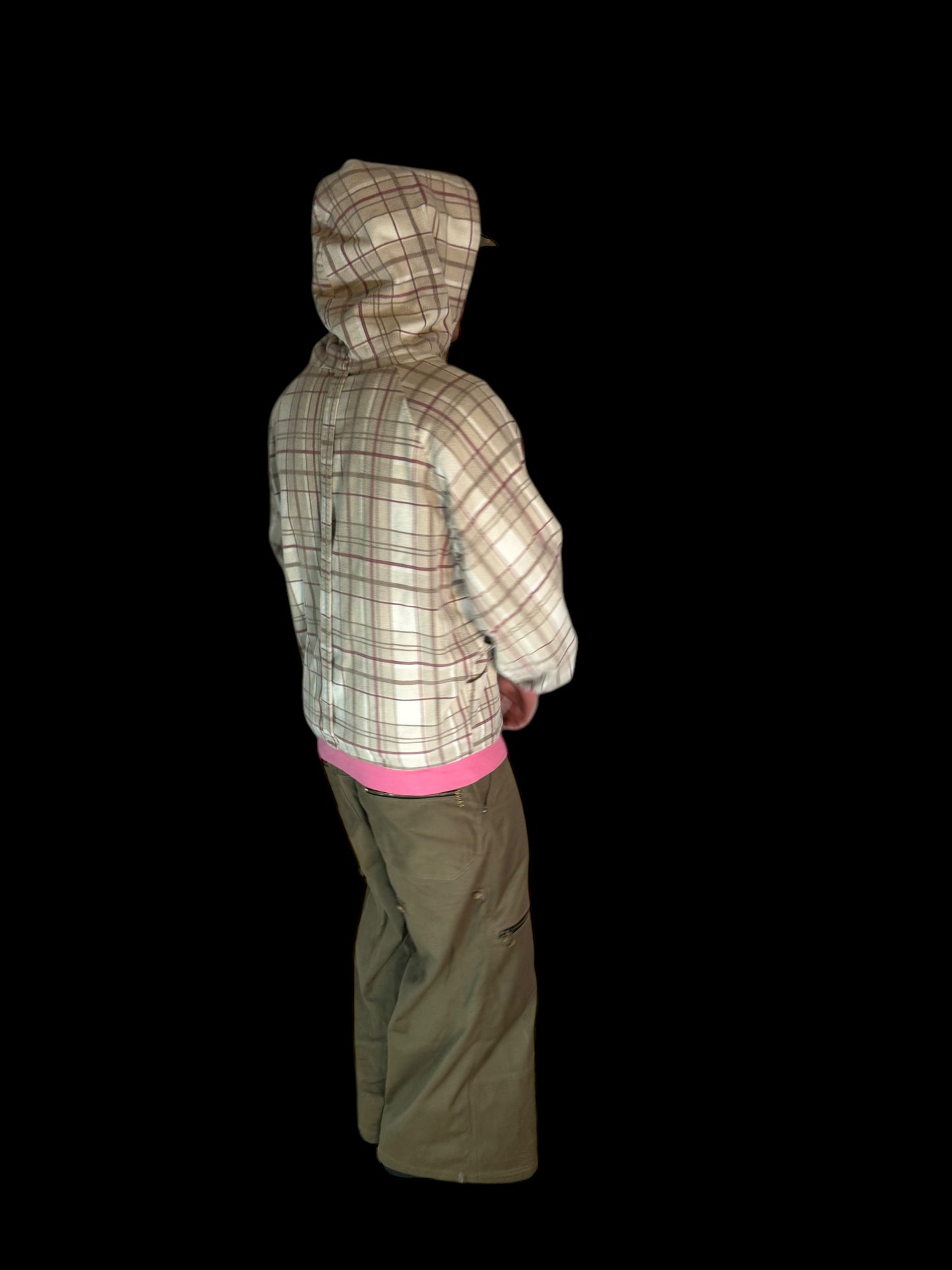 PINK PLAID HOOD BAG