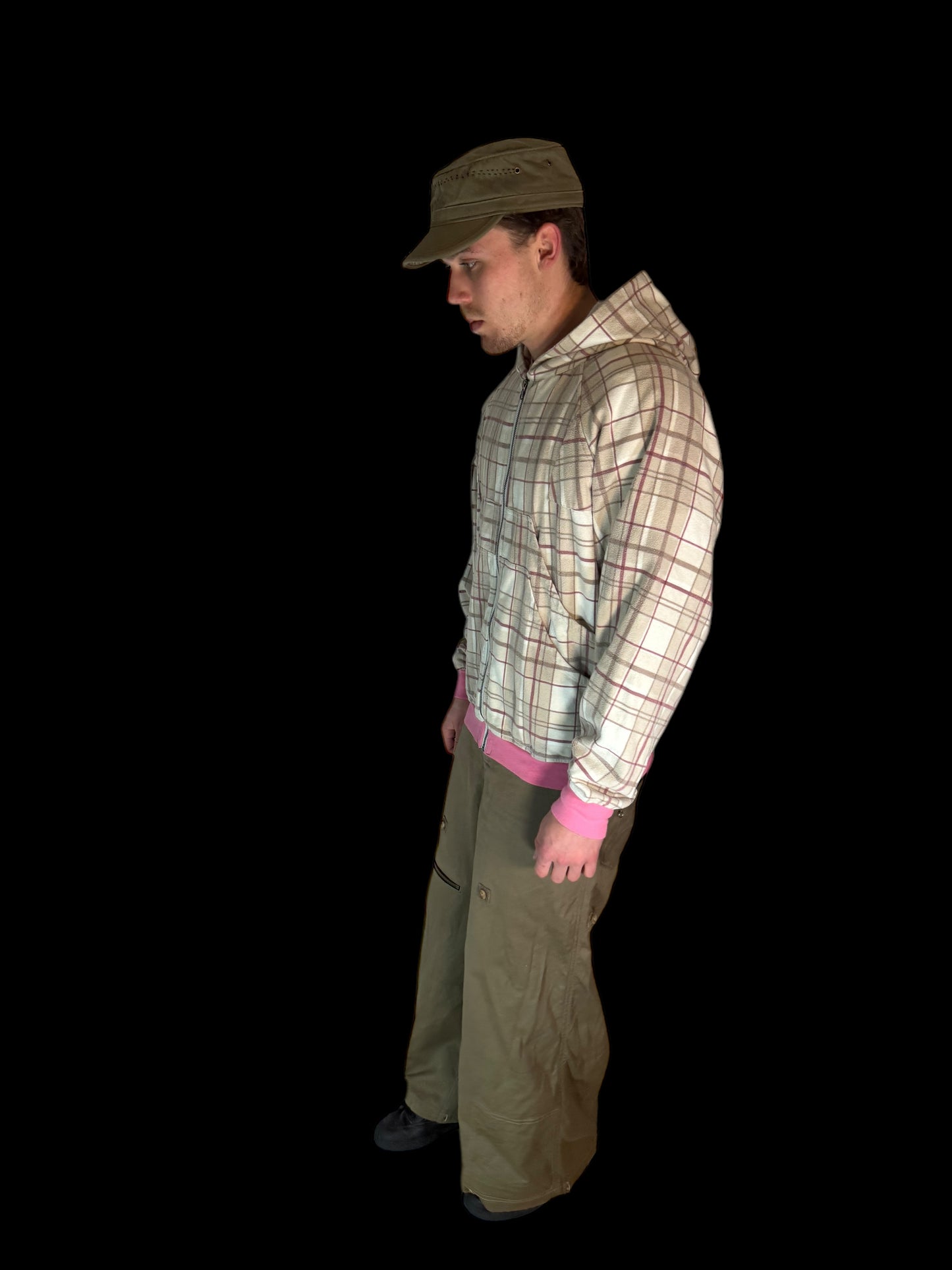 PINK PLAID HOOD BAG