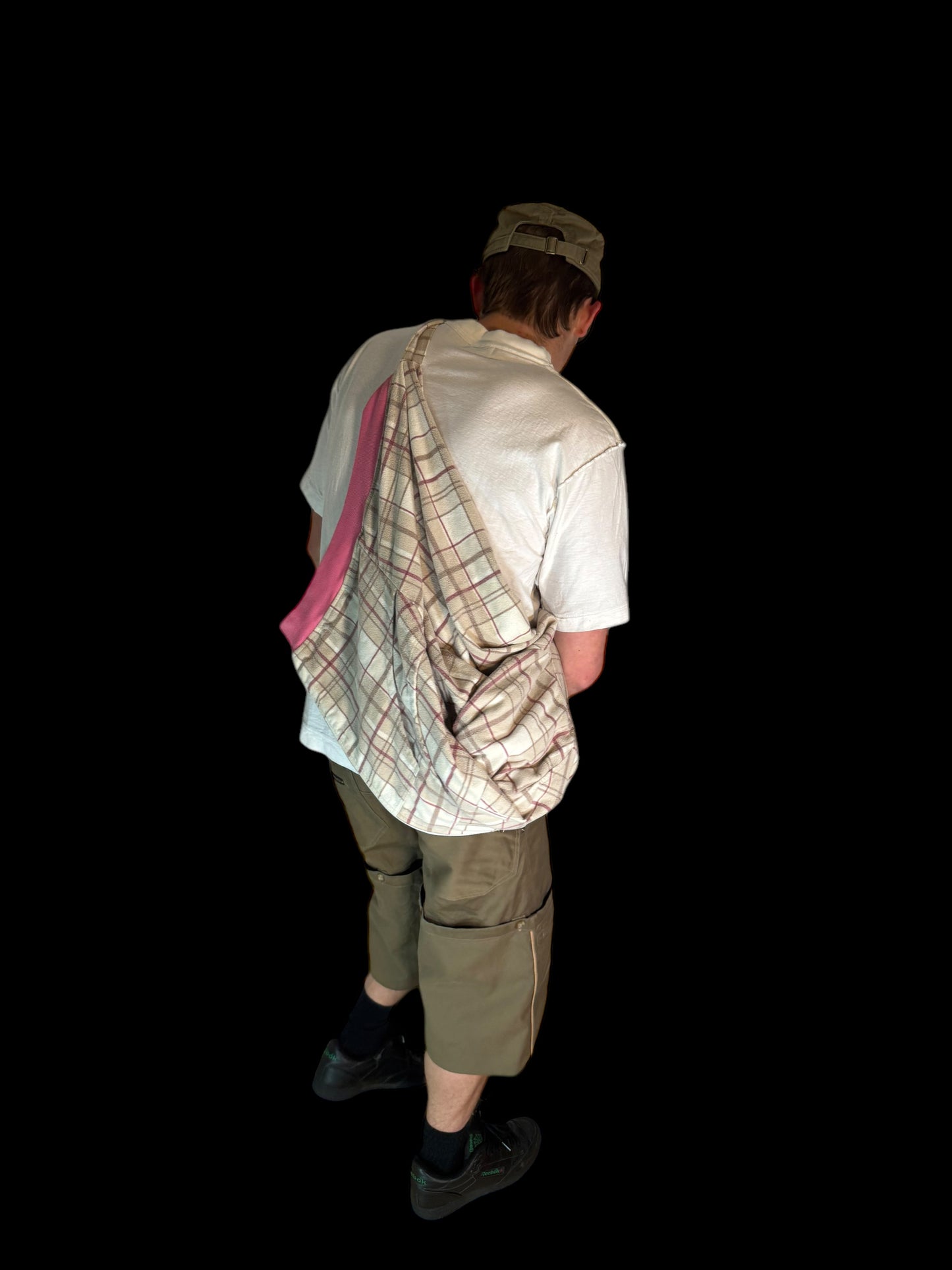 PINK PLAID HOOD BAG