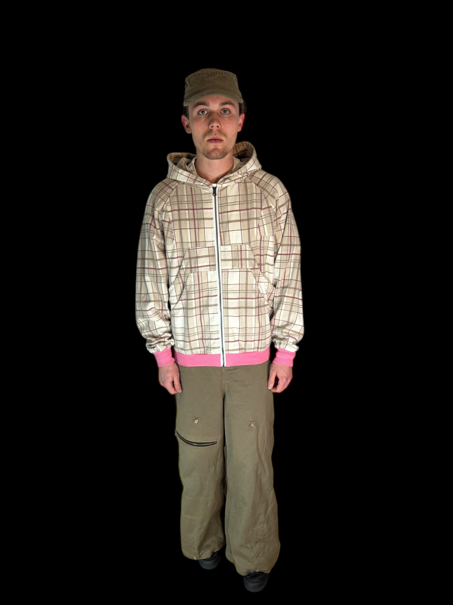 PINK PLAID HOOD BAG